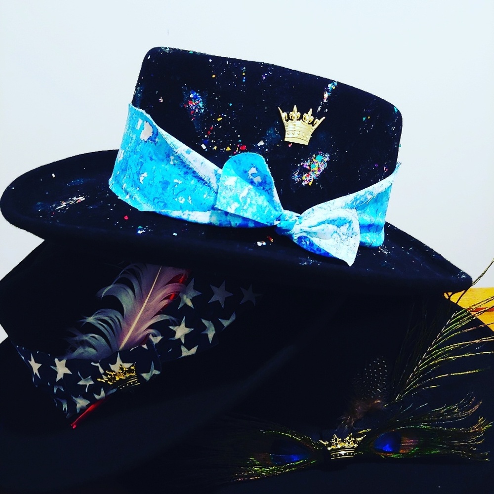 Women/men black gambler hats